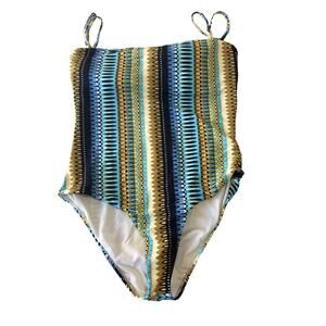 Estivo Green Blue Coastal One Piece Swimsuit Size Large Mediterranean Classic